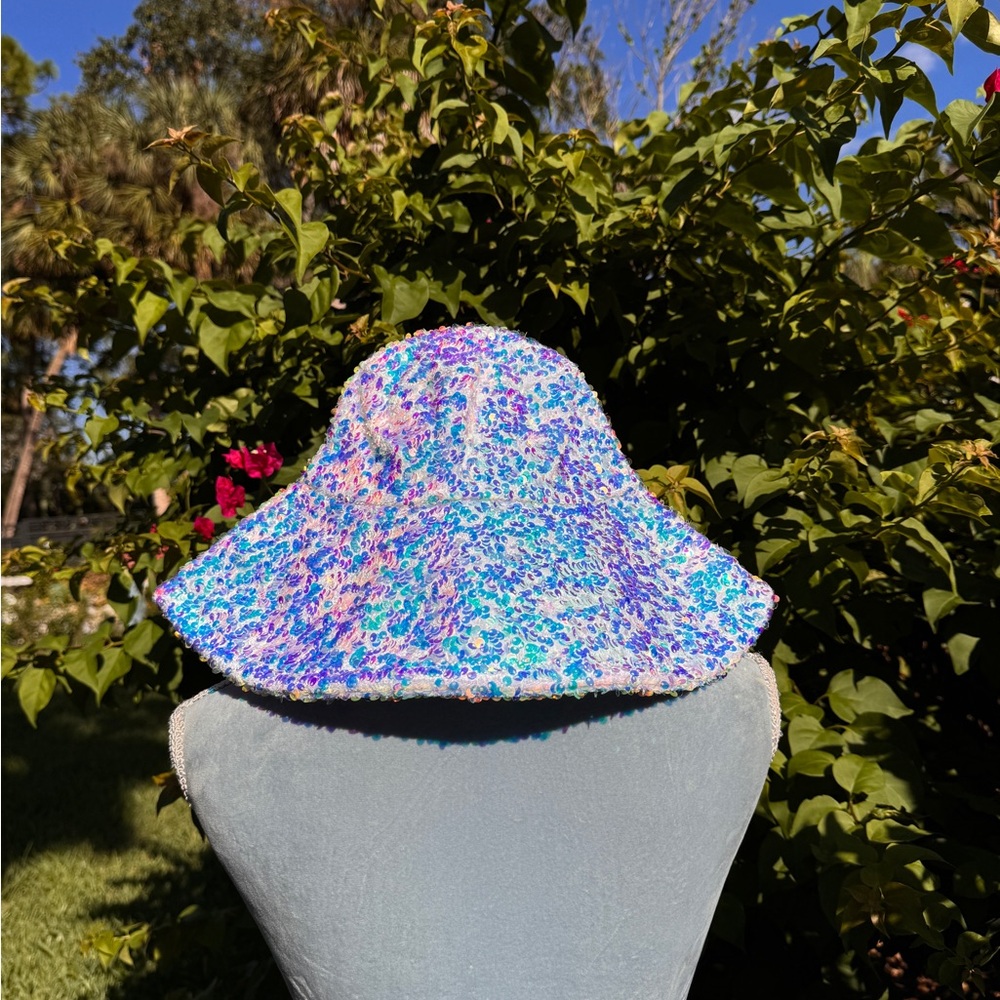 Blue and Purple Sequin Bucket Hat